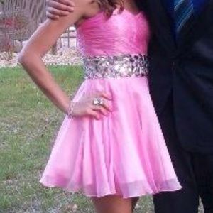 Pink Fit & Flare Strapless Short Dress